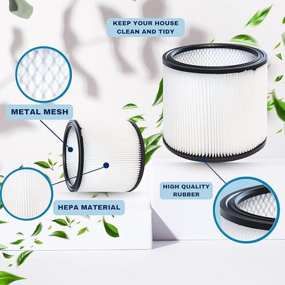 HEPA Cartridge Replacement Filter Compatible with Shop-Vac Filters 90304 9030400 903-04-00 9034, 5 Wet/Dry Vacuum Cleaners 5 Gallon and above.