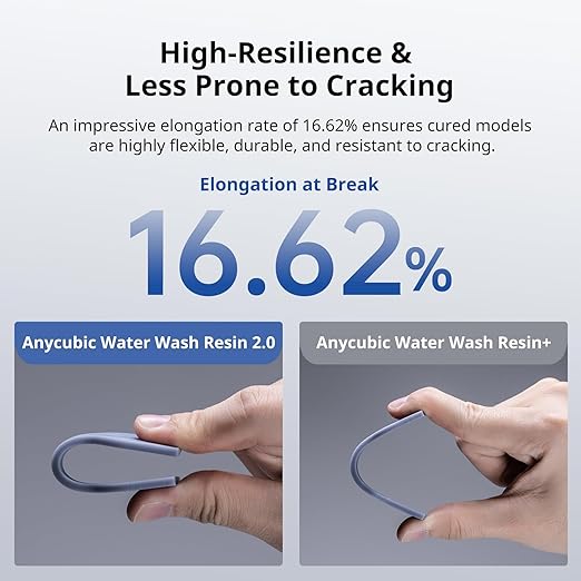 ANYCUBIC Water Washable 3D Printer Resin 2.0, 405nm High Precision 3D Resin, Low Shrinkage Photopolymer Resin for 4K/8K/12K Capable LCD DLP Resin 3D Printer Printing (HD Grey, 1000g)