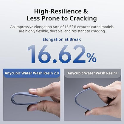 ANYCUBIC Water Washable 3D Printer Resin 2.0, 405nm High Precision 3D Resin, Low Shrinkage Photopolymer Resin for 4K/8K/12K Capable LCD DLP Resin 3D Printer Printing (HD Grey, 1000g)