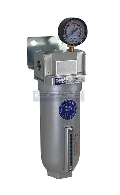 HEAVY DUTY INDUSTRIAL GRADE COALESCING FILTER WITH 0.01u MICRON ELEMENT, 11oz METAL BOWL, REMOVES 99.98% MOISTURE, VAPOR AND OIL FROM COMPRESSED AIR LINES, MANUAL DRAIN (1" NPT, 11oz BOWL)
