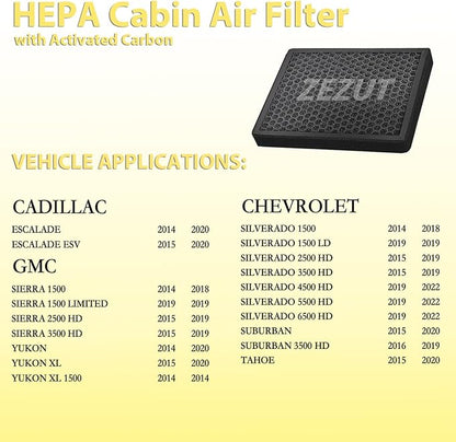 Cabin Air Filter CF11809 for 2014-202 Escalade, 2014-2018 Silverado 1500 and Sierra 1500, 2015-2019 2500HD 3500HD, Suburban, Tahoe, Yukon, Scented Carbon Beads