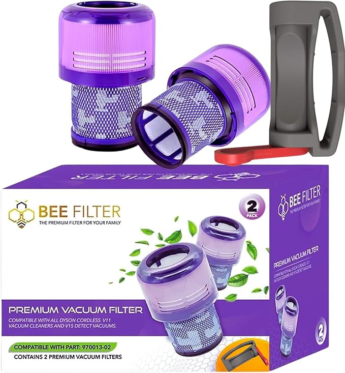Dyson V11 Filter, 2-Pack Premium True HEPA Replacement Filters for Dyson V11, V11 Animal, Dyson-V15, V15 Filter, V11 Completed/Absolute, V15 Absolute/Submarine with Trigger Clamp, Part no. 970013-02