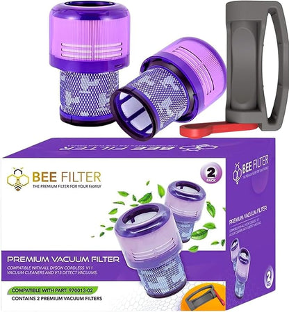 Dyson V11 Filter, 2-Pack Premium True HEPA Replacement Filters for Dyson V11, V11 Animal, Dyson-V15, V15 Filter, V11 Completed/Absolute, V15 Absolute/Submarine with Trigger Clamp, Part no. 970013-02