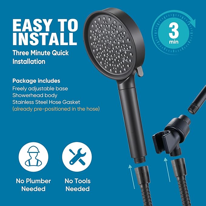 Cobbe Filtered Shower Head with Handheld, High Pressure 6 Spray Mode Showerhead with Filters, Water Softener Filters Beads for Hard Water - Remove Chlorine - Reduces Dry Itchy Skin, Matte Black