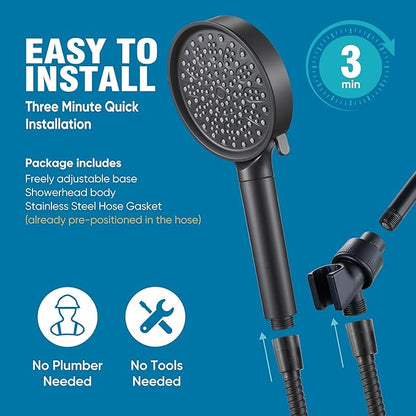 Cobbe Filtered Shower Head with Handheld, High Pressure 6 Spray Mode Showerhead with Filters, Water Softener Filters Beads for Hard Water - Remove Chlorine - Reduces Dry Itchy Skin, Matte Black