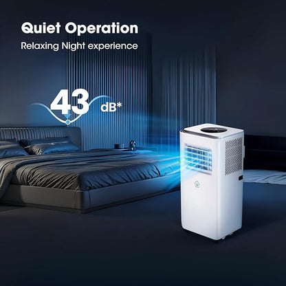 8000BTU Portable Air Conditioners Smart AC Unit with App & Remote Control 3-in-1 Cooling, Dehumidifier, Fan for Rooms up to 350 sq.ft, 24H Timer, White