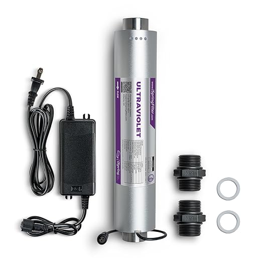iSpring UVF50 LED UV Water Filter System, Whole House Ultraviolet Water Purifier Filter, Long-Life LED Design, Built-in Smart Flow Sensor Switch, Mercury-Free, Up to 13.2 GPM