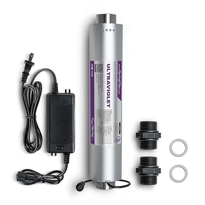 iSpring UVF50 LED UV Water Filter System, Whole House Ultraviolet Water Purifier Filter, Long-Life LED Design, Built-in Smart Flow Sensor Switch, Mercury-Free, Up to 13.2 GPM