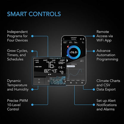AC Infinity Air Filtration PRO Kit 8”, Inline Fan, Temperature Humidity VPD Controller with WiFi App Control, Carbon Filter, Ducting, Ventilation System for Grow Tents, Hydroponics, Indoor Gardening