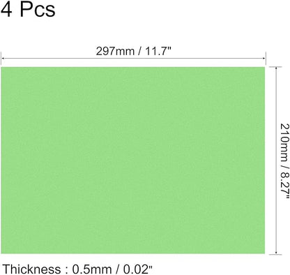 uxcell 4Pcs A4 Gel Light Lighting Filter Overlay Transparent Color Correction Plastic Vinyl PVC Sheets Photography Television Matte Green,0.5mm