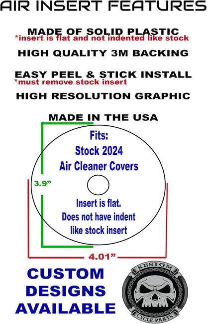 Kustom Cycle Parts Black and Grey American Flag Plastic Air Cleaner Console Insert! Compatible with 2024+ Harley Davidson Touring Street Glides & Road Glides