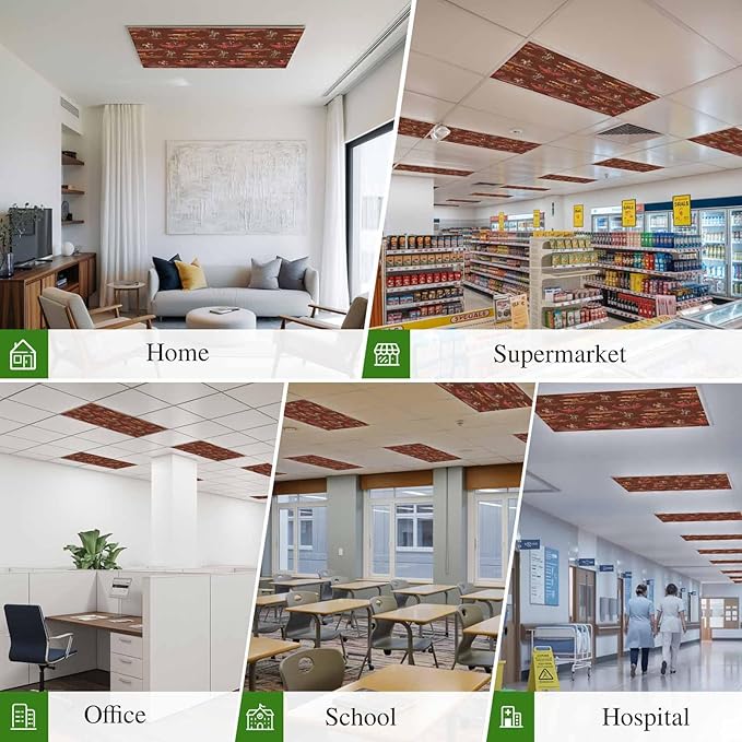 Cowboys Horses 2 Pcs Fluorescent Light Covers 4 x 2 Feet, Desert Ethnic Winds Dark Brown Background Covers for Ceiling Lights Magnetic Light Cloth Filter for Classroom Office Home