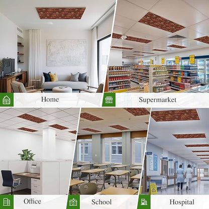 Cowboys Horses 3 Pcs Fluorescent Light Covers 4 x 2 Feet, Desert Ethnic Winds Dark Brown Background Covers for Ceiling Lights Magnetic Light Cloth Filter for Classroom Office Home