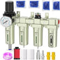 Industrial Grade 4-Stage Air Drying System, 1/2" NPT with Auto Drain, Desiccant Dryer, Air Regulator, Particulate Filter and Coalescing Filter for Paint Spray, Plasma Cutter