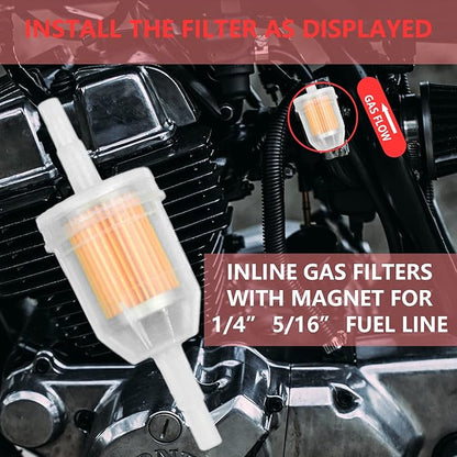SOFO 12 Pack Inline Fuel Filters 1/4 Inch x 5/16 Inch with Magnet for Small Engines Fit for Briggs and Stratton John Deere Kawasaki Kohler Lawn Mowers Motorcycles
