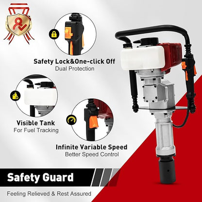 Gas Powered T-Post Driver, 1900W 52CC T Post Pounder Driver Heavy Duty Gasoline, 2-Stroke Fence Farm Push Pile Gasoline Engine Kit for Fence Post Construction Site