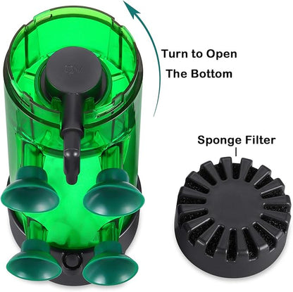 Fluidized Moving Bed Filter Bubble Bio Media Reactor for Aquarium Fish Tank with Air Stone and Sponge Filter