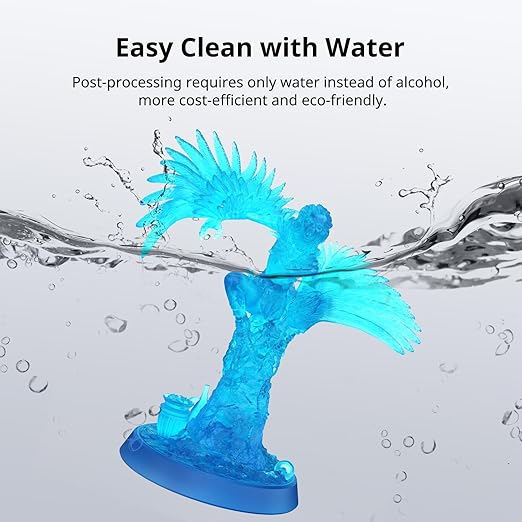 ANYCUBIC Water Washable 3D Printer Resin 2.0, 405nm High Precision 3D Resin, Low Shrinkage Photopolymer Resin for 4K/8K/12K Capable LCD DLP Resin 3D Printer Printing (Clear Blue, 1000g)