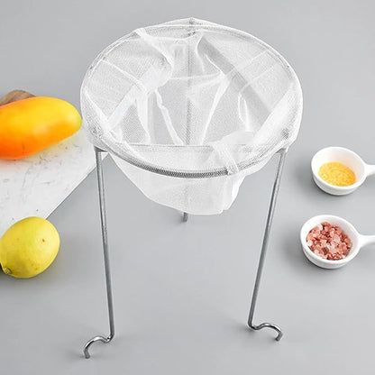 Jelly Strainer Stand with 100 Mesh Fine Strainer bag of Nylon Multipurpose use for making Jellies, Jam, Juices, Nut milk, Broth, Strain handsfree, Fine Mesh Sieve, jelly bag for canning