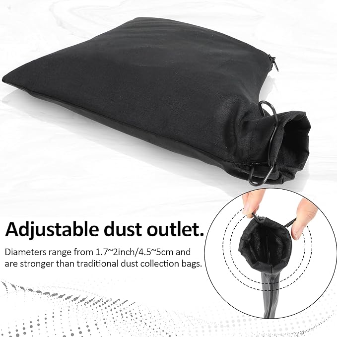 4PCS Dust Collector Bags, Black Polyester Filter Bag with Steel Ring Opening for Table Saw, 225 Miter Saw Dust Collection Accessories