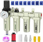 Industrial Grade 4-Stage Air Drying System, 3/4" NPT with Auto Drain, Desiccant Dryer, air Regulator, Particulate Filter and Coalescing Filter for Paint Spray, Plasma Cutter