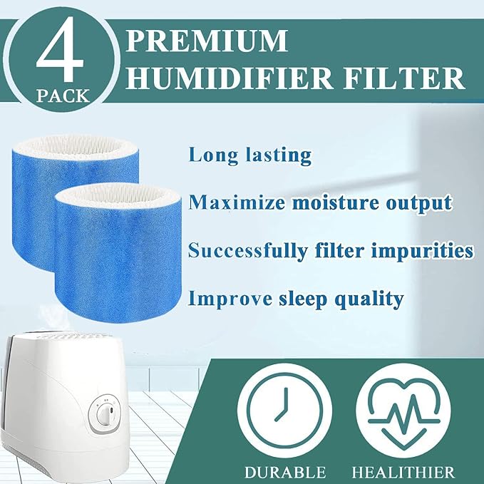 HC888 Humidifier Wicking Filter C Replacement for Honeywell HCM-890 HEV-320, Walgreens HC-888 HC-888N HCM-890 HEV-320 Series & Duracraft D88 DCM-200 DH-890 Cool Mist,4Pack Blue