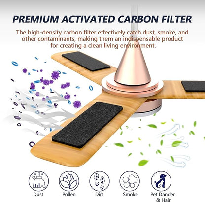 Ceiling Fan Filters for Blades, 3Pcs Activated Coconut Shell Carbon Ceiling Fan Air Purifier Pads, Easily Sticks Unscented Air Filters for Common Household Contaminants