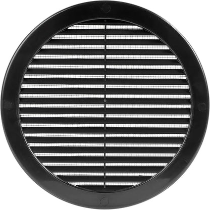 Vent Systems 8" Inch (Opening Dimensions) - Pack of 2 - Black Soffit Vent Cover - Plastic Round Air Vent Grille - Built-in Mesh Screen - HVAC Register Louver for Bathroom, Home, Kitchen