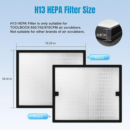 1 Pack HEPA Filter Replacement for TOOLBOOX 650/750/970CFM Air Scrubber