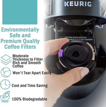 2 Reusable Keurg Cups & 300 Unbleached Keurg Coffee Pods Paper Filters with Lids,Disposable Keurg Filters Single Serve Coffee Filters Compatible with Keurg 2.0&1.0 Coffee Maker