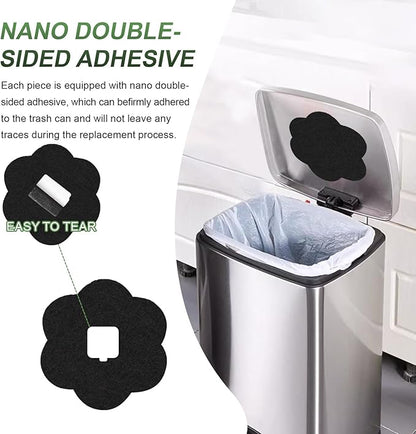 ENLOY 7.2 Inch Universal Trash Can Charcoal Filters Replacements, 12-Pack Flower Shape Stick-on Activated Charcoal, Absorbing Filters Purifying Deodorizer for Compost Bin Pail, Trash Cans, Recycle Bin