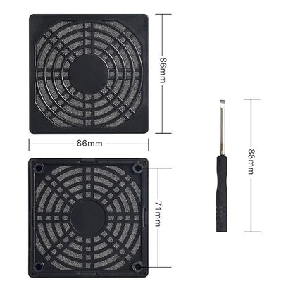 ELUTENG 80mm Fan Filter 2 Pack Ventilation Grill Cover IP40 Dustproof Cool Computer Ventilator Guard with Screwdrivers Dust Filter Kit for 8cm Cooling Fan Compatible for 80x80 Case Fan USB Cooling Fan