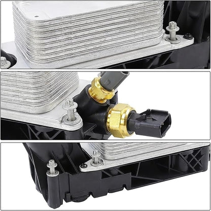 Engine Oil Cooler and Oil Filter Housing Adapter For 2011-2016 Chrysler 200 300, For Dodge Charger Challenger, For Jeep Grand Cherokee, ProMaster 3.6L V6, Replace# 5184304AE 68105583AF, 68105583AG
