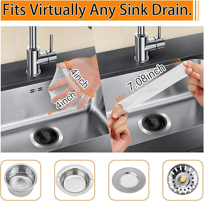 400 Pack Disposable Sink Strainer Bags – Ultra-Fine Elastic Mesh Food Catcher for Kitchen Drains, Anti-Clog Filter Nets for Leftovers, Hair & Debris, Universal Fit for Sink Strainers