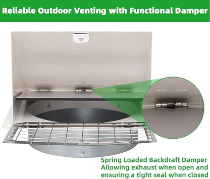 4 Inch Dryer Vent Cover Outside with Mesh and Damper,Wall Vent Exhaust Vent Cover,4" Metal Dryer Vent Cover Outdoor,Exterior Dryer Vent Hood Outlet Cap for Laundry Dryer Range Hood AC Air Vent,White
