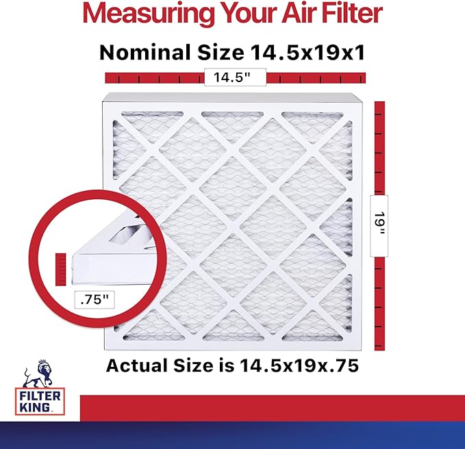 Filter King 14.5x19x1 Air Filter | 4-PACK | MERV 11 HVAC Pleated A/C Furnace Filters | MADE IN USA | Actual Size: 14.5 x 19 x .75"