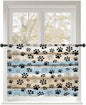 Sheer Curtains 54 Inch Length, Blue Dog Paw Print Semi Sheer Curtains Light Filtering Window Treatment, Vintage Farmhouse Rustic Wooden Grain Privacy Voile Drapes for Living Room Bedroom 52x54 Inch