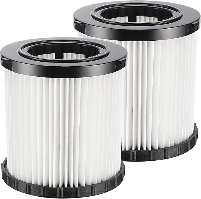 DCV581H DCV580H Vacuum Filter for DEWALT 20V MAX Shop Vac Cleaner Cordless and Corded Portable 2 Gallon Wet Dry Vacuum, Washable and Reusable Hepa Replacement Filter, 2 Pack