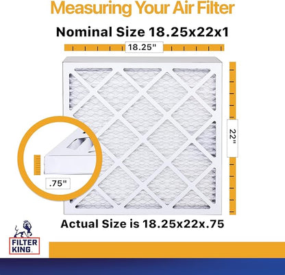 Filter King 18.25x22x1 Air Filter | 6-PACK | MERV 13 HVAC Pleated A/C Furnace Filters | MADE IN USA | Actual Size: 18.25 x 22 x .75"