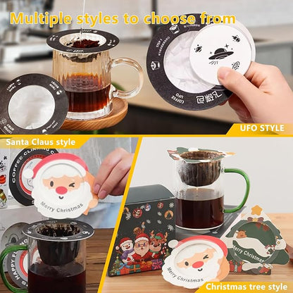 UFO Coffee Filter Paper Bag, Portable Hanging Ear Drip Coffee Bag, Single Serve Disposable Pour Over Filter Bag for Camping, Travel, Office, Home, No Adhesive, 16pcs (UFO)