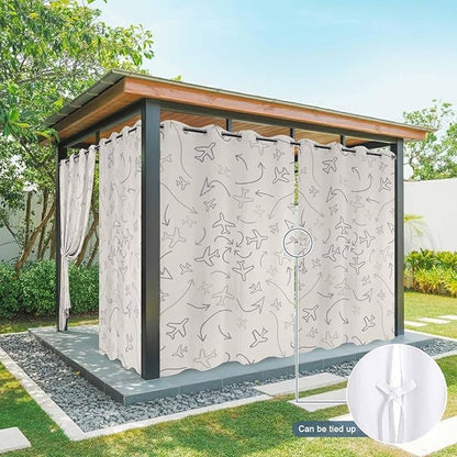 Abstract Airline Route Waterproof Outdoor Curtains for Patio, Windproof Weatherproof Curtains with Weighted Hem, Vintage Aircraft Arrows Light Filtering Privacy Drapes for Porch 54"x 95"
