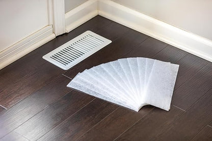 Duck Brand Air Vent Filters, Reduce Airborne Particles like Dust, Dander, Pollen and Trap Debris in your Ventilation System, Air Register Vent Filters for Home, 4 In. x 12 In., 12-Pack, White