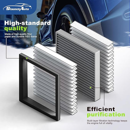 Engine and Cabin Air Filter Combo for Kia Soul 2019 2018 2017 2016 2015 2014 L4 1.6L 2.0L Engine Air Filter Car Replacement Set #CF12002 CA11206 C38208 97133-B2000 28113-1R100 Car Accessorie - 2 Pack