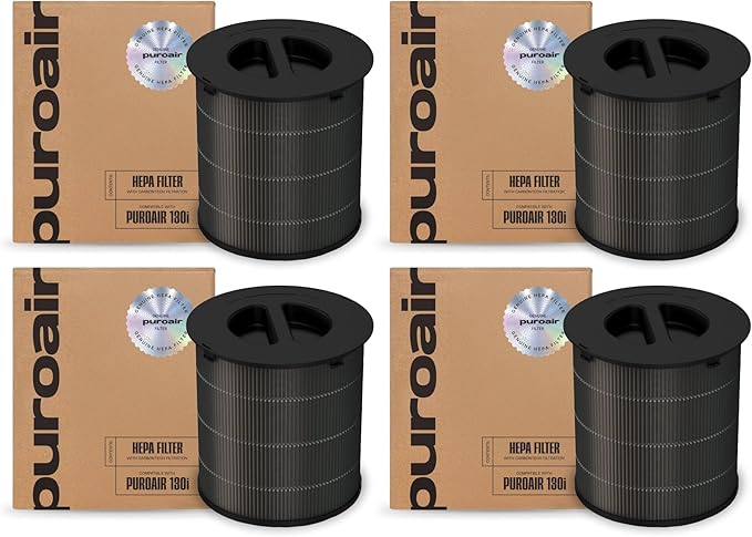 PuroAir 130i HEPA Air Purifiers for Home Pets - Covers Up To 600 Sq Ft - Filters Up To 99.9% of Pollutants, Smoke, Pollen, Dust - Quiet HEPA Air Filter - Air Purifiers for Bedroom (4 Pack)