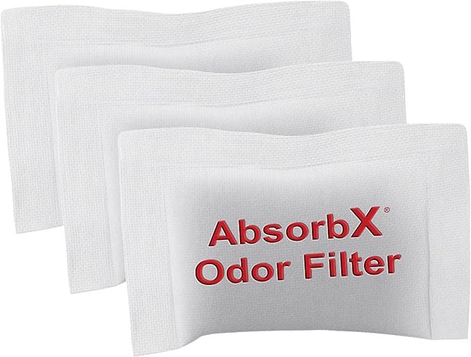 iTouchless Official AbsorbX 3-Pack Trash Can Odor Filter All Natural Activated Charcoal Absorber Stops Garbage Smells Air Freshener Compost Bin Deodorizer for 8 Gal & Bigger Trashcans with Compartment