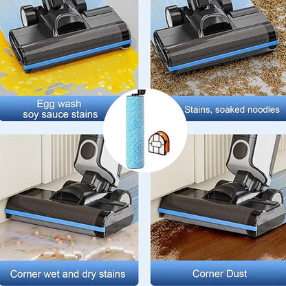 WD161 Roller and Filter for fit Shark HydroVac MessMaster Wet Dry WD161 WD261 AW261 and Shark WD101 WD201 WD100 WD200 AW201 WD200C WD201C WD101C Vacuum Cleaner,3 Brush Rollers,4 Foam Filters,3 Filter