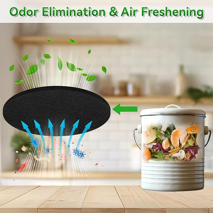 6 Pack Charcoal Filters for Compost Bucket, 6.7 Inch Compost Filters for Countertop Bin, Activated Carbon Replacement Filters for Kitchen Compost Bins, Home Bucket Compost Bin Refill, Round