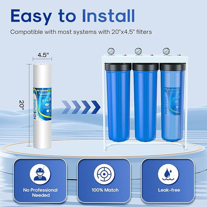 ICEPURE 1 Micron 20" x 4.5" Whole House Sediment Home Water Filter Replacement Cartridge, Compatible with SP-DD-5005-20BB, FPMB5-20, AP810-2, 155358-43, SDC-45-2005, 2PP20BB1M, P5-20, FP25B, 2 Pack