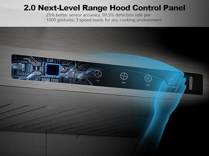 30 Inch Under Cabinet Range Hood, 980CFM Fast Venting Ducted, Kitchen Hood With 3 Speed Gesture Sensing & Touch Control, Stainless Steel Stove Hood With LED Light And 2 Baffle Filters