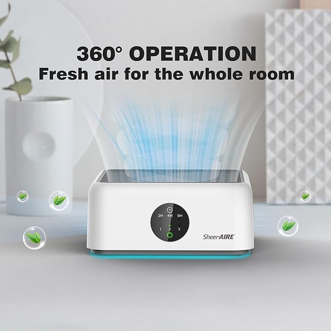 Home HEPA Air Purifier 3 Speed Control, 2/4/8H Timer, Filter Indicator, Ambient Light, 360° Outlet, Suitable for Living Rooms, Home Offices, Car Cup Holders & Dorms